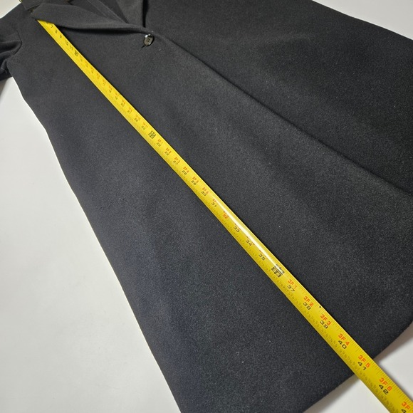 Zara Coat Women Medium Black Longline Jacket Notched Lapel Outerwear Elegant - Picture 6 of 7